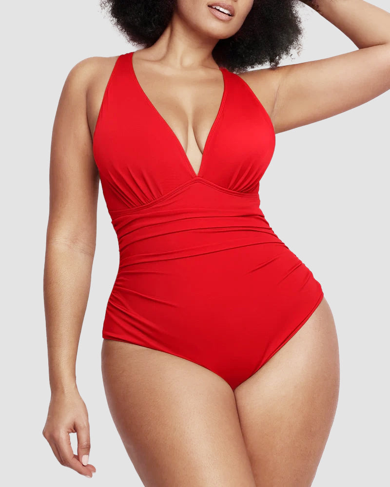 Wioletta | Swimsuit with a shaping cut and an open back