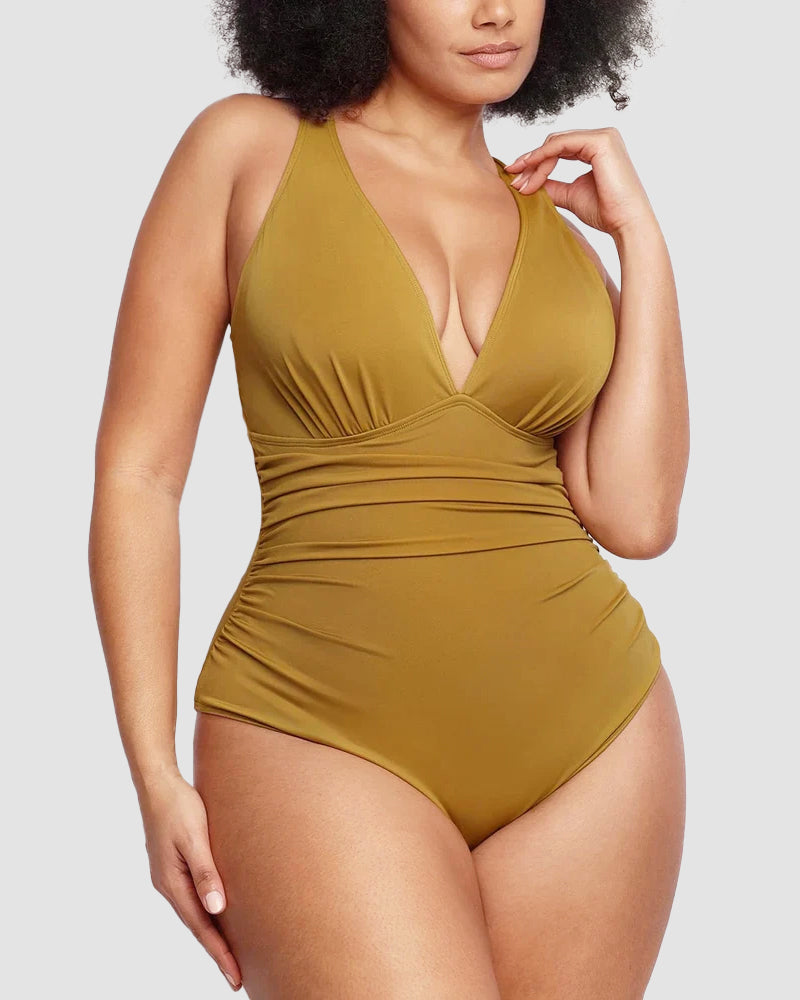 Wioletta | Swimsuit with a shaping cut and an open back