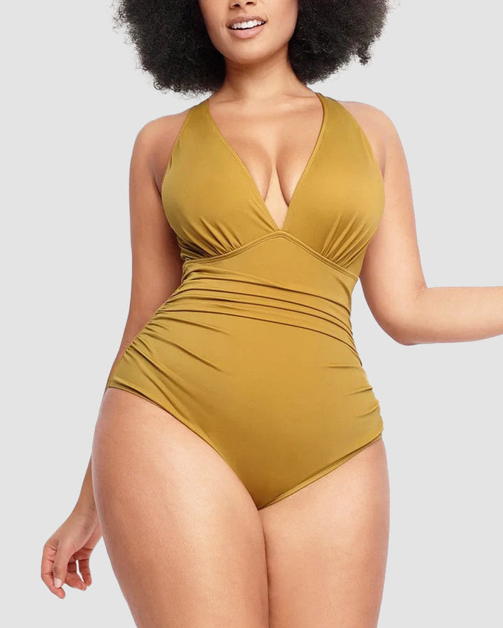 Wioletta | Swimsuit with a shaping cut and an open back