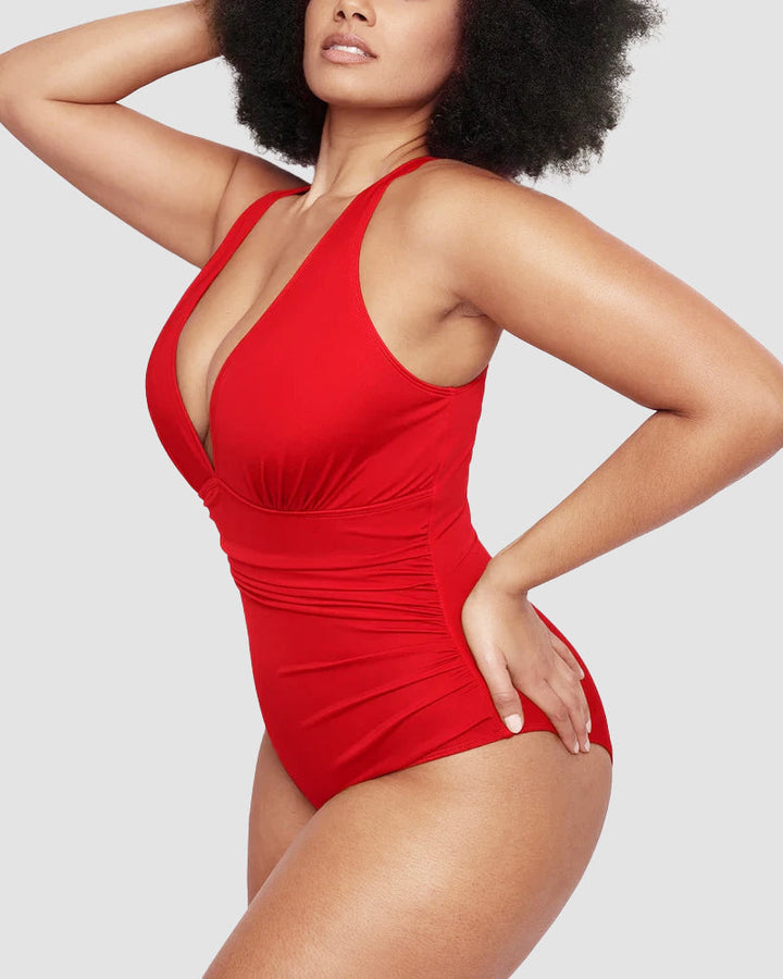 Wioletta | Swimsuit with a shaping cut and an open back