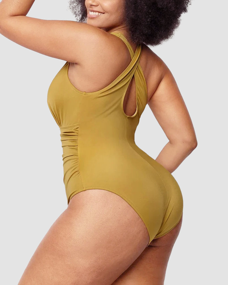 Wioletta | Swimsuit with a shaping cut and an open back