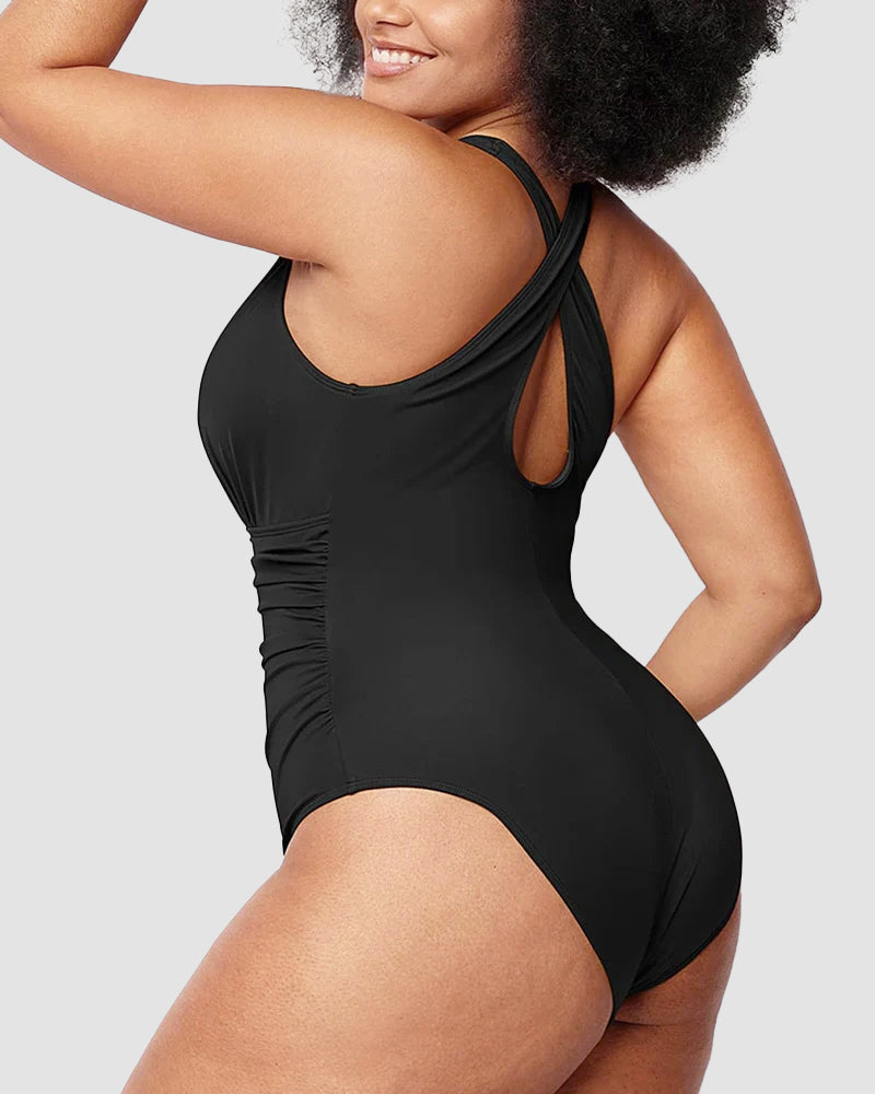 Wioletta | Swimsuit with a shaping cut and an open back