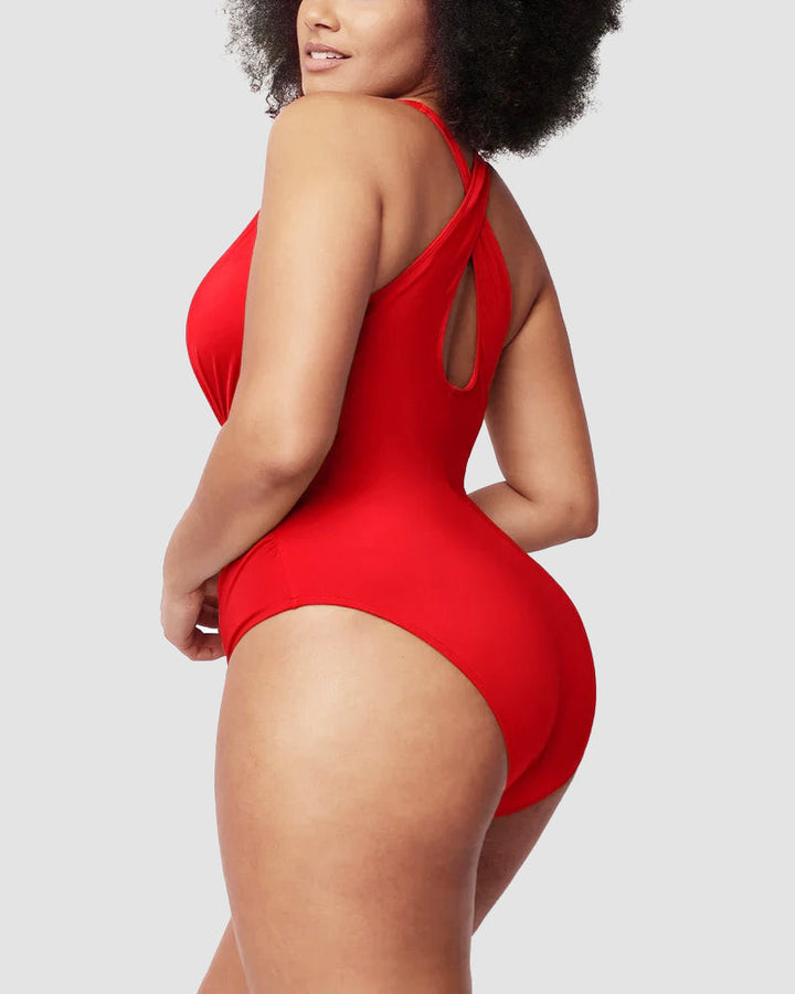 Wioletta | Swimsuit with a shaping cut and an open back