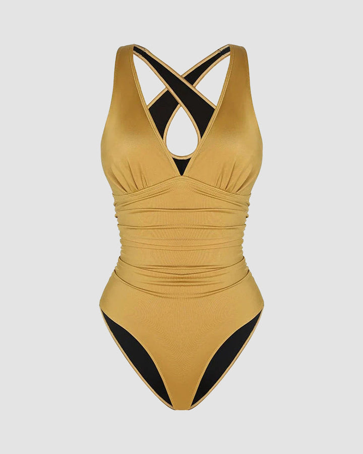 Wioletta | Swimsuit with a shaping cut and an open back