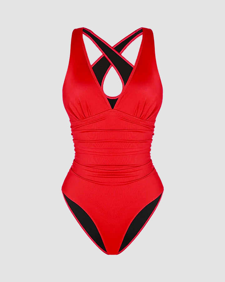 Wioletta | Swimsuit with a shaping cut and an open back