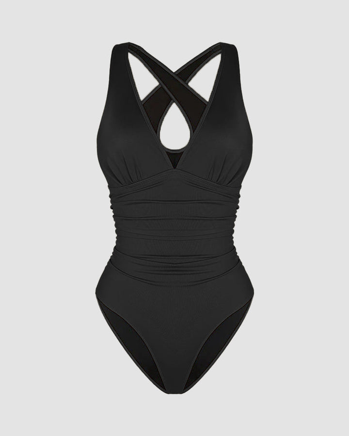 Wioletta | Swimsuit with a shaping cut and an open back