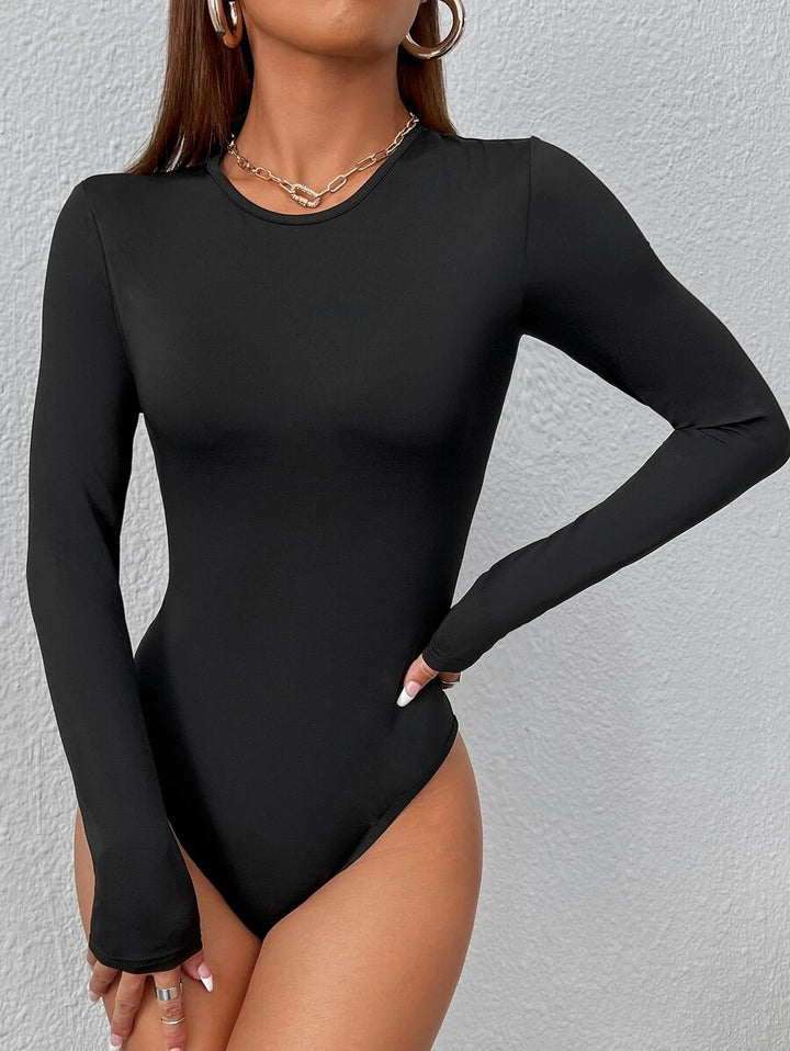 PETITE | Crew Neck Long Sleeve Fitted Bodysuit