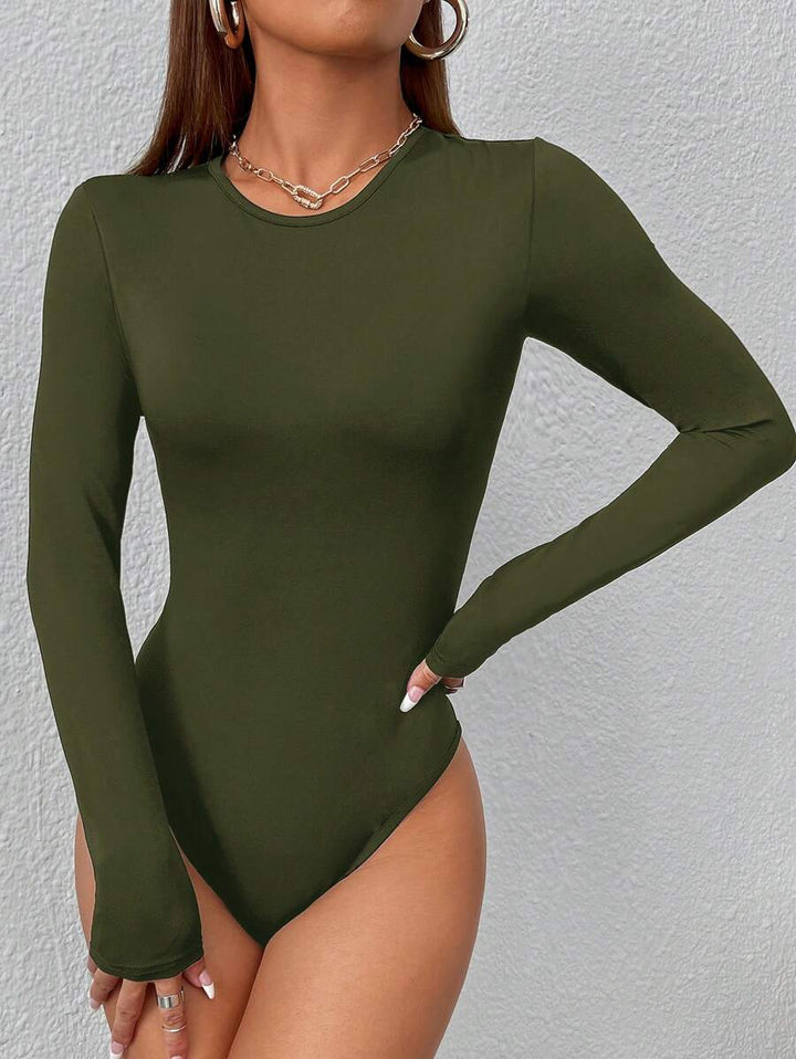 PETITE | Crew Neck Long Sleeve Fitted Bodysuit