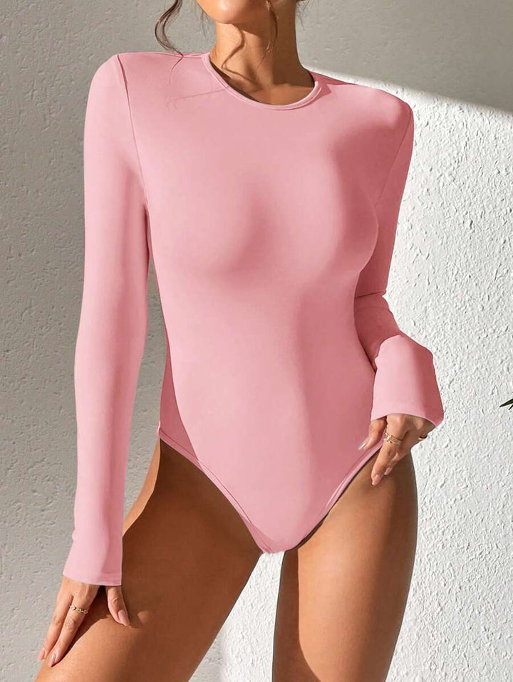 PETITE | Crew Neck Long Sleeve Fitted Bodysuit