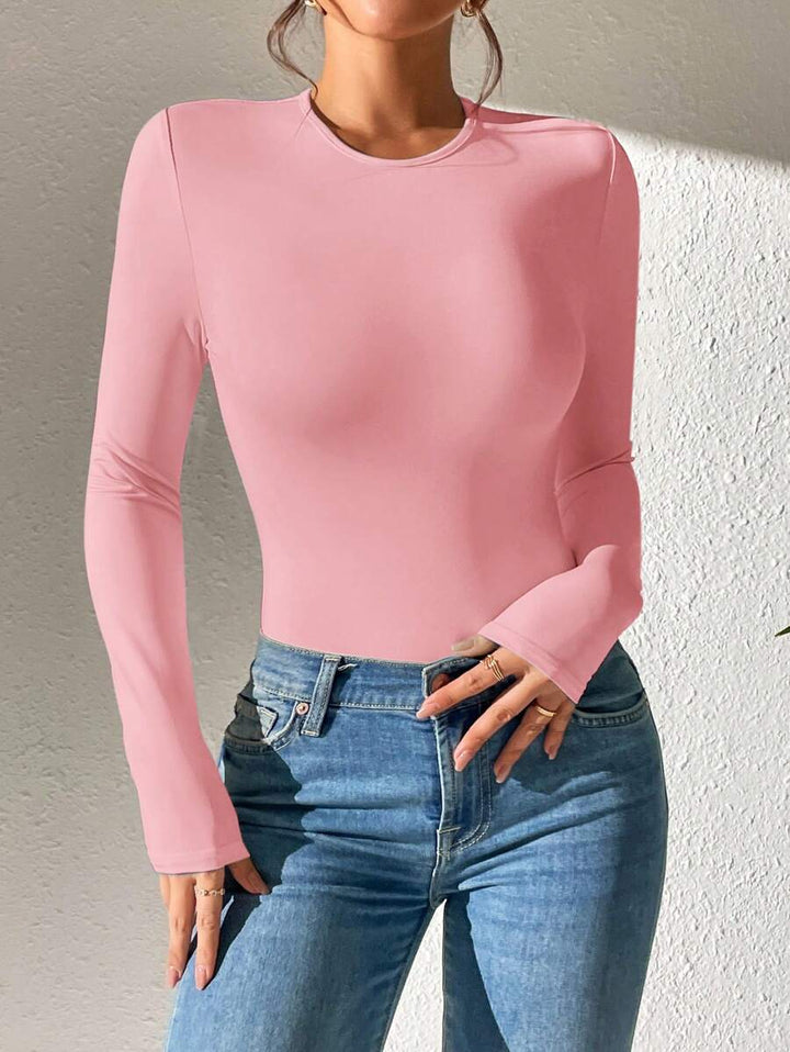 PETITE | Crew Neck Long Sleeve Fitted Bodysuit