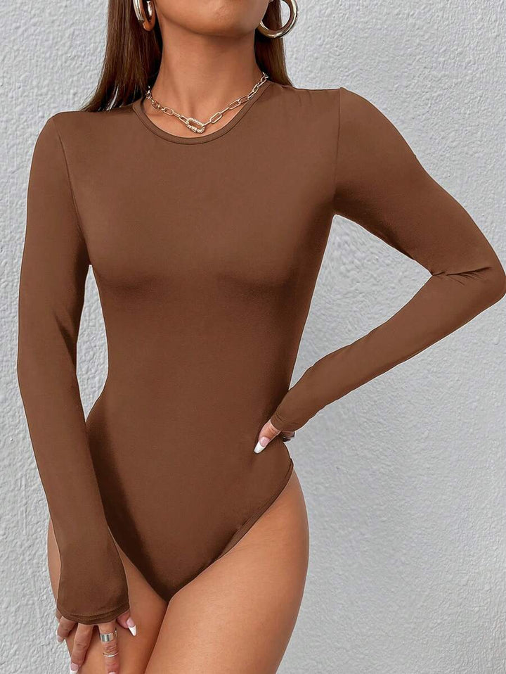 PETITE | Crew Neck Long Sleeve Fitted Bodysuit