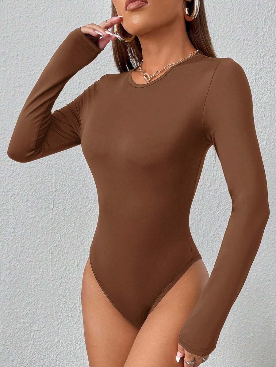 PETITE | Crew Neck Long Sleeve Fitted Bodysuit