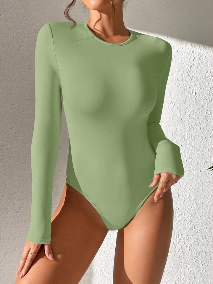 PETITE | Crew Neck Long Sleeve Fitted Bodysuit