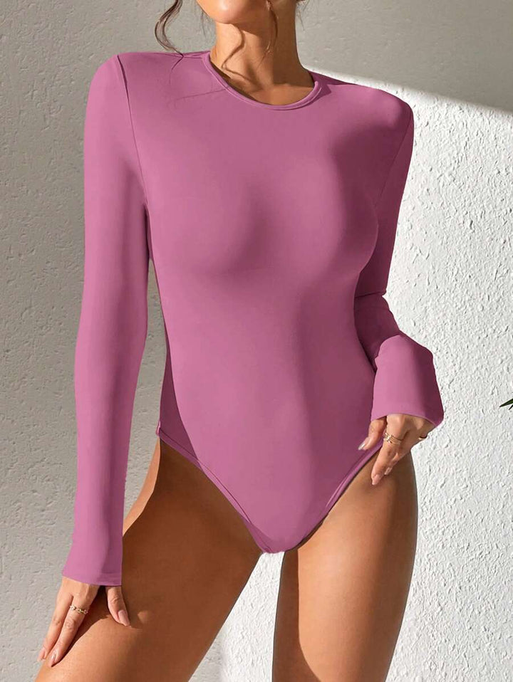 PETITE | Crew Neck Long Sleeve Fitted Bodysuit