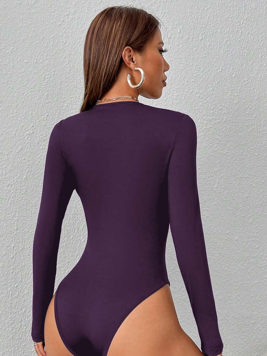 PETITE | Crew Neck Long Sleeve Fitted Bodysuit