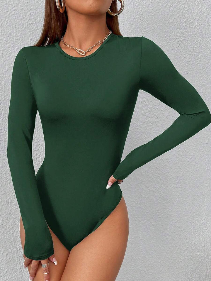 PETITE | Crew Neck Long Sleeve Fitted Bodysuit