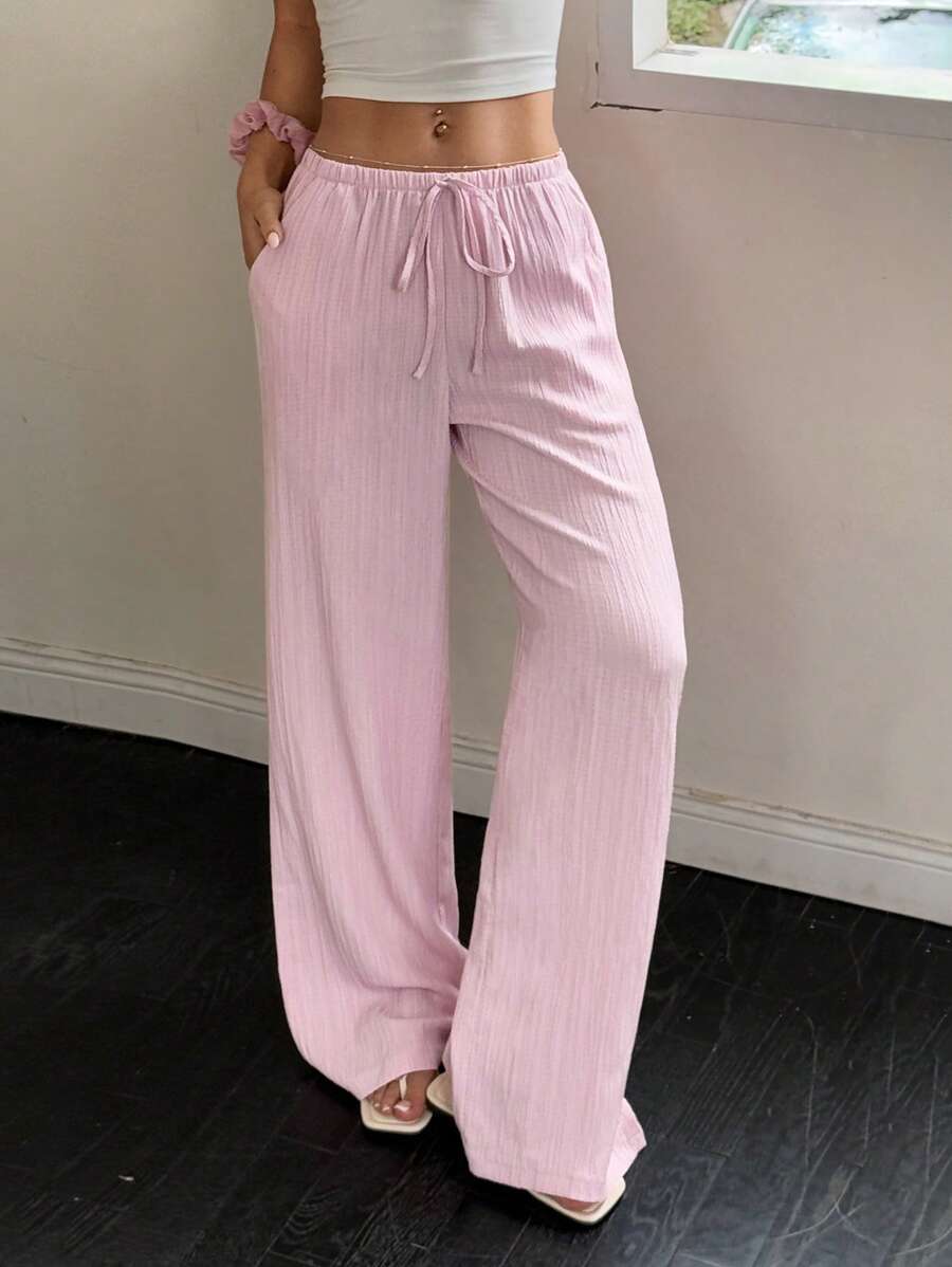 Flirla Casual | Versatile Solid Colour Wide-Leg Pants