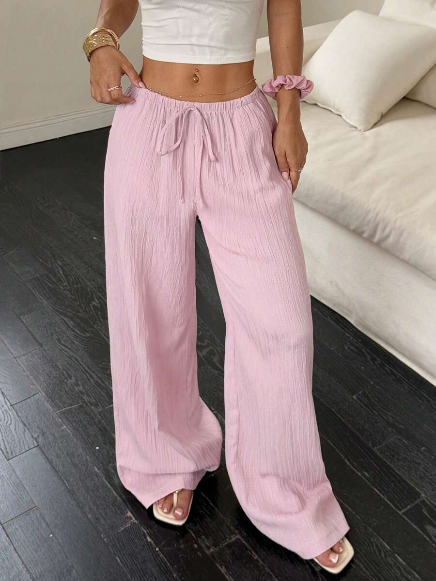 Flirla Casual | Versatile Solid Colour Wide-Leg Pants