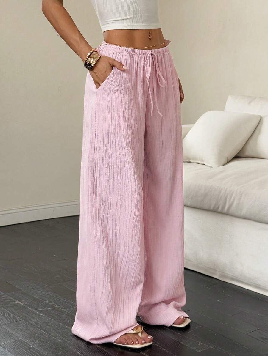 Flirla Casual | Versatile Solid Colour Wide-Leg Pants