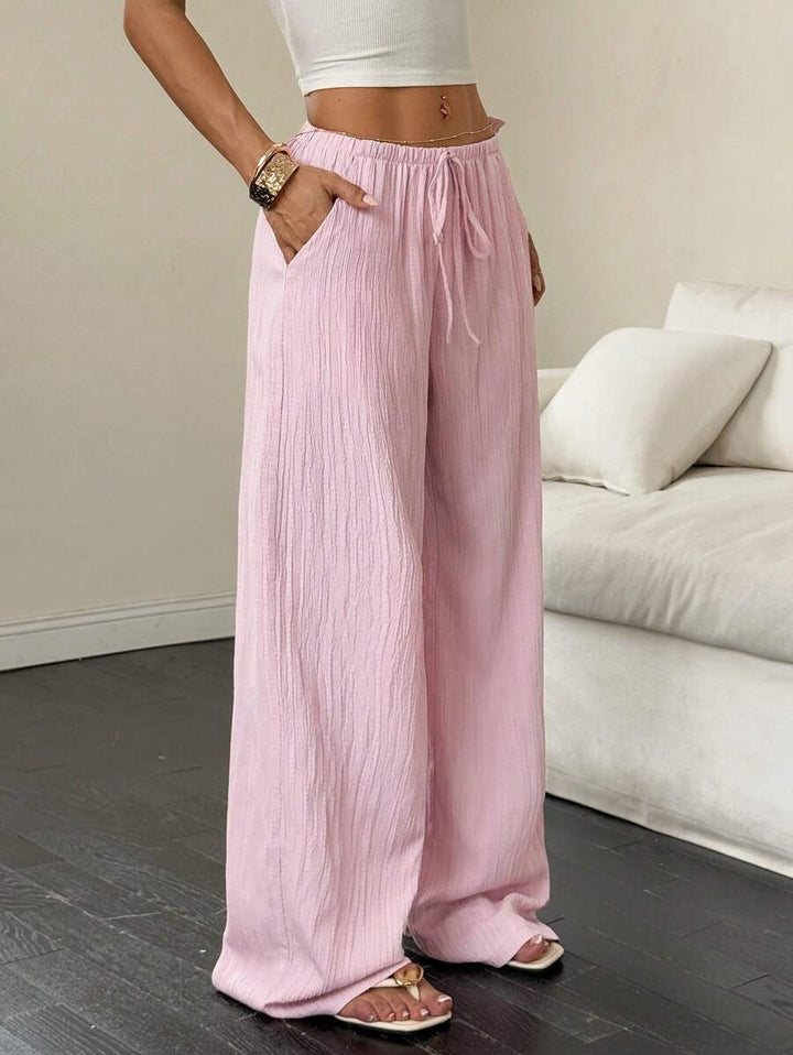 Flirla Casual | Versatile Solid Colour Wide-Leg Pants