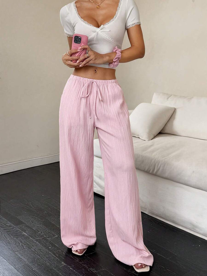 Flirla Casual | Versatile Solid Colour Wide-Leg Pants