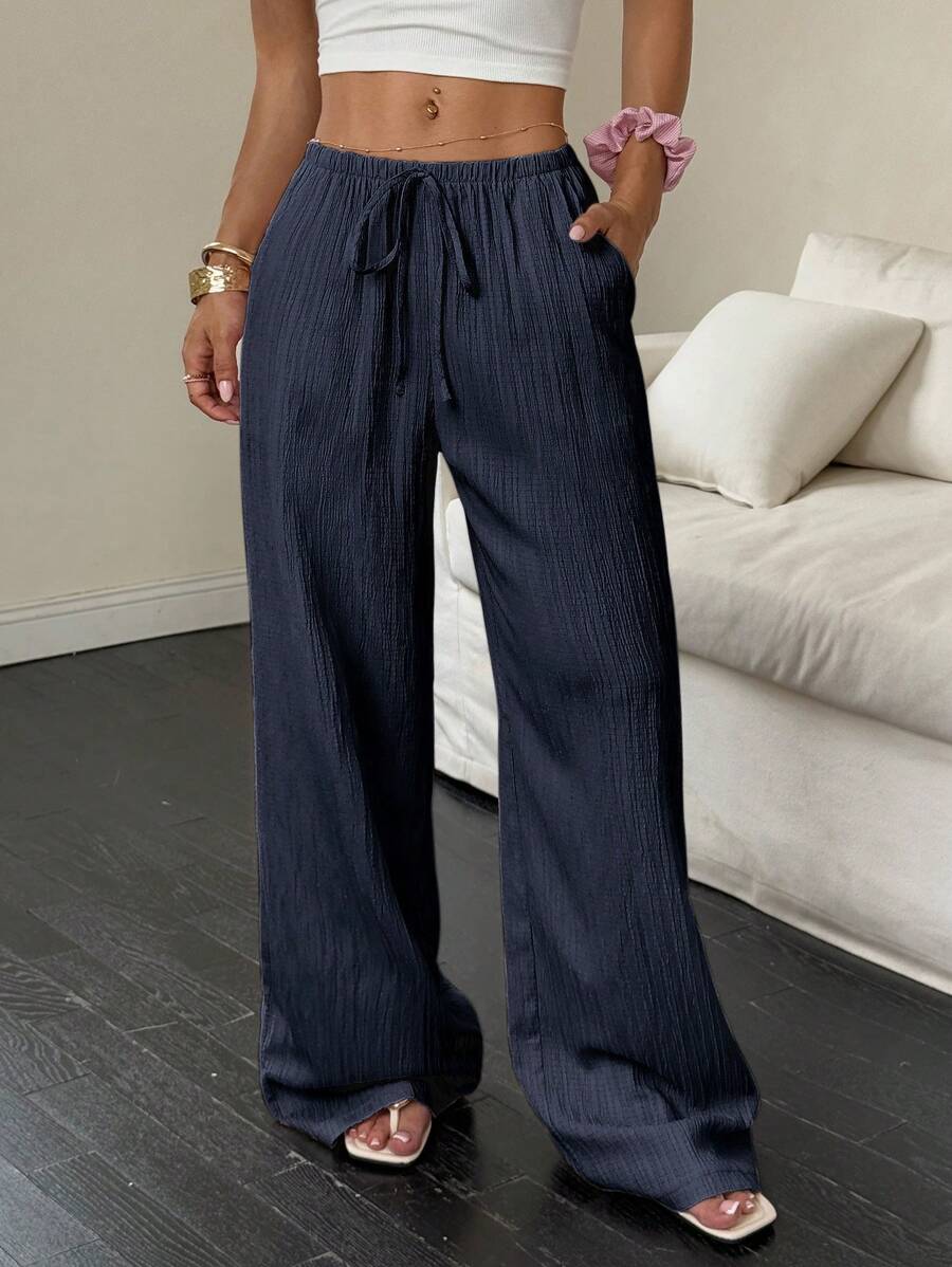 Flirla Casual | Versatile Solid Colour Wide-Leg Pants