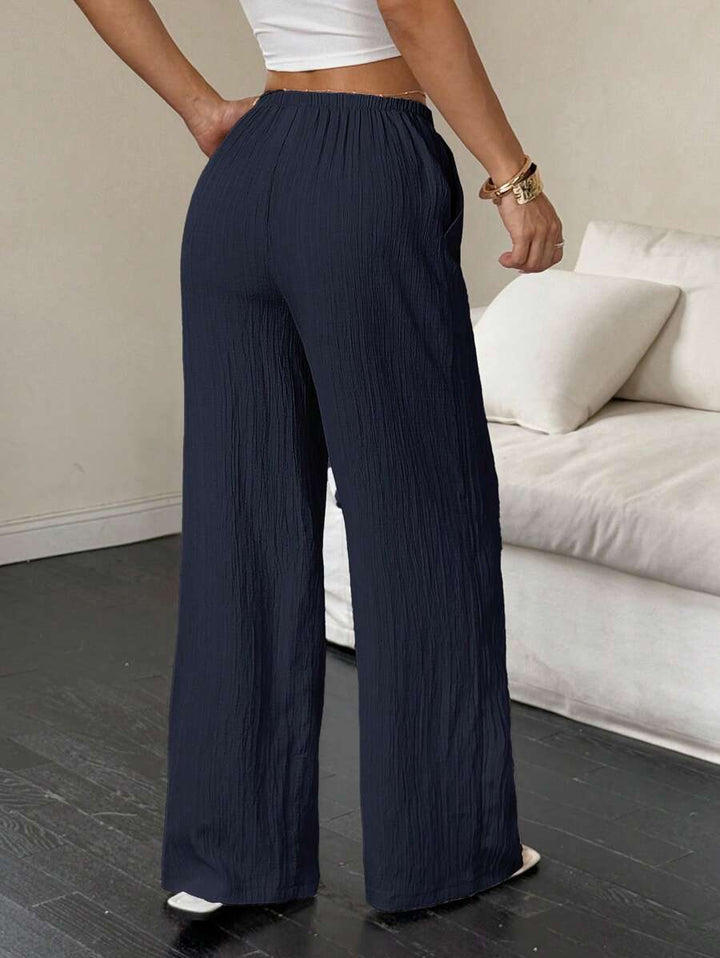 Flirla Casual | Versatile Solid Colour Wide-Leg Pants