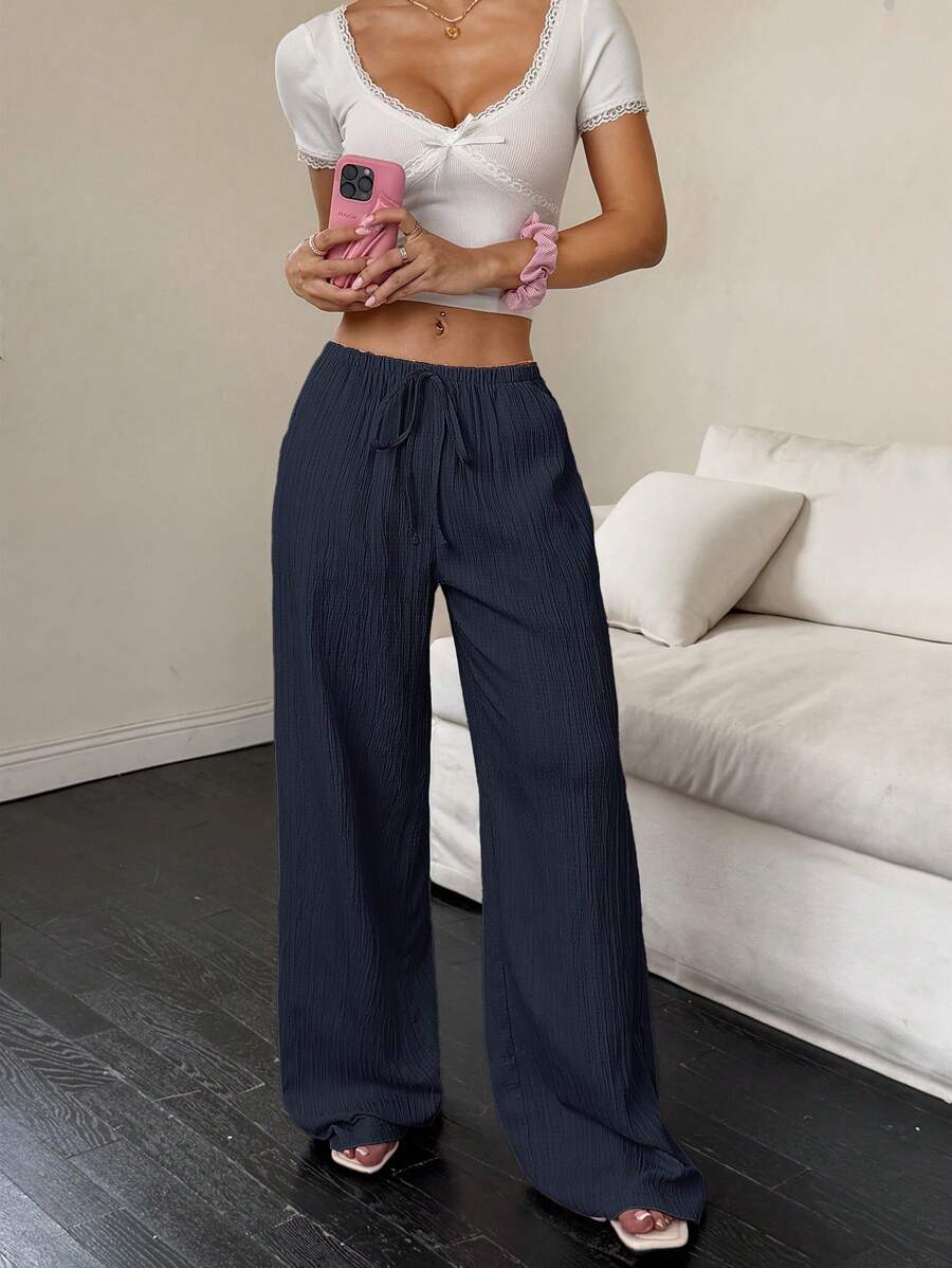 Flirla Casual | Versatile Solid Colour Wide-Leg Pants