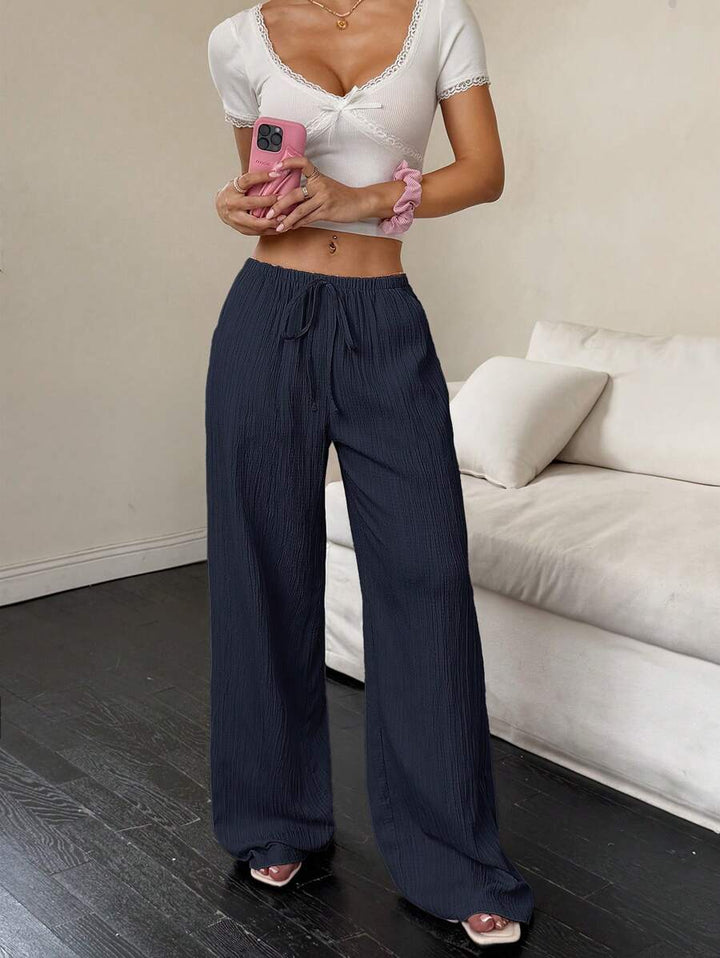 Flirla Casual | Versatile Solid Colour Wide-Leg Pants