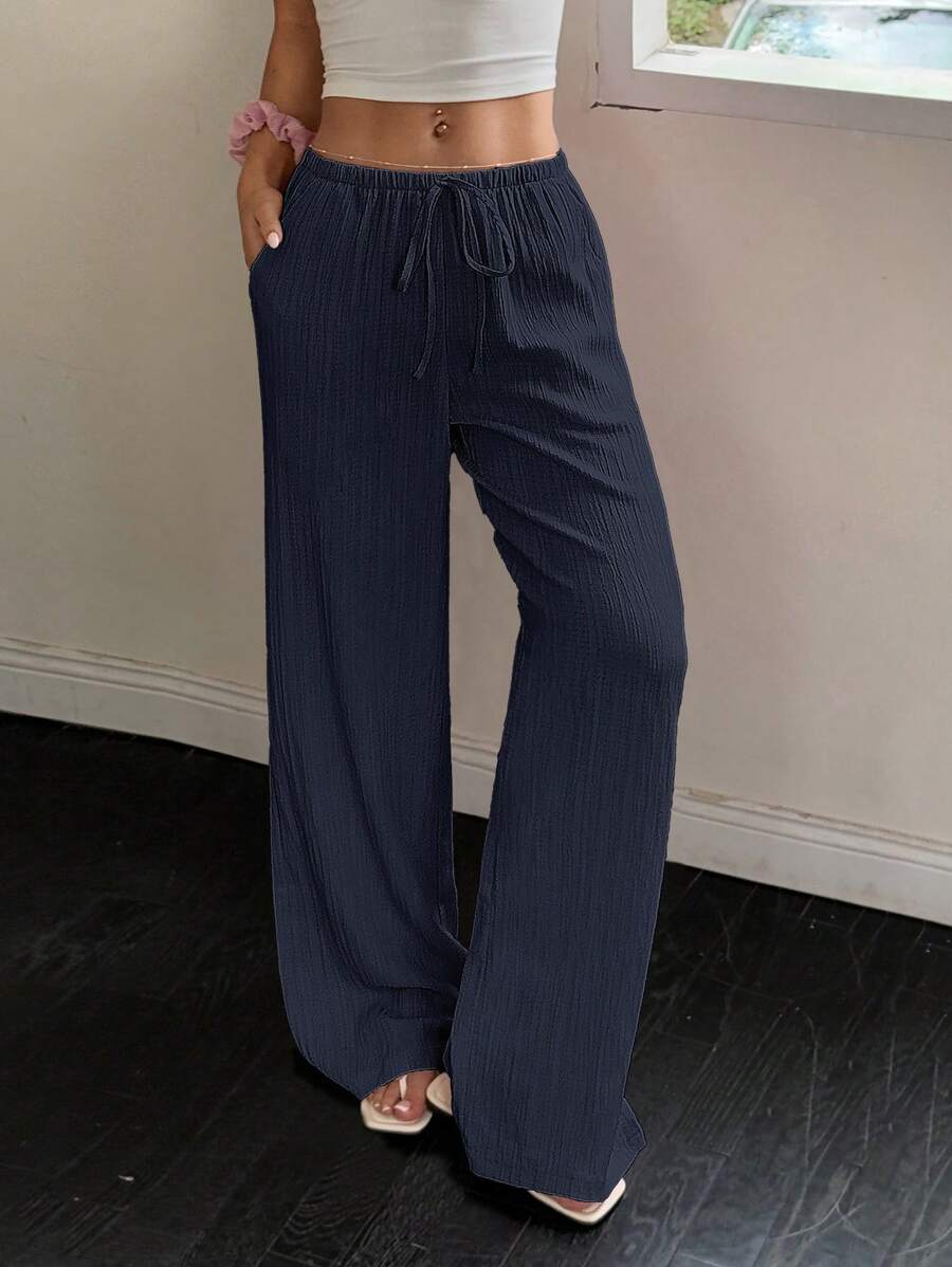 Flirla Casual | Versatile Solid Colour Wide-Leg Pants