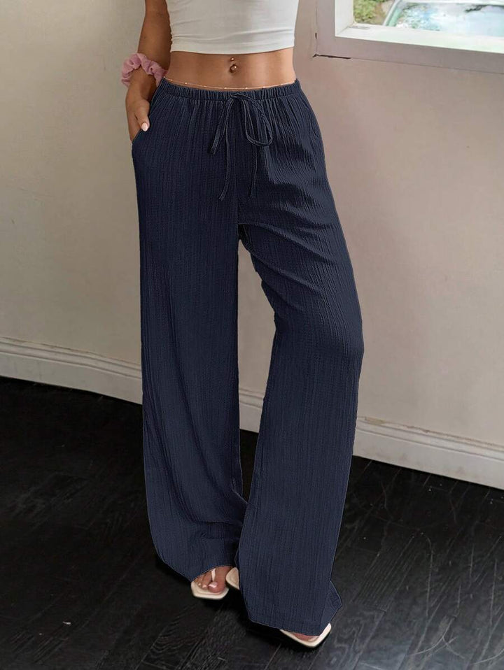 Flirla Casual | Versatile Solid Colour Wide-Leg Pants