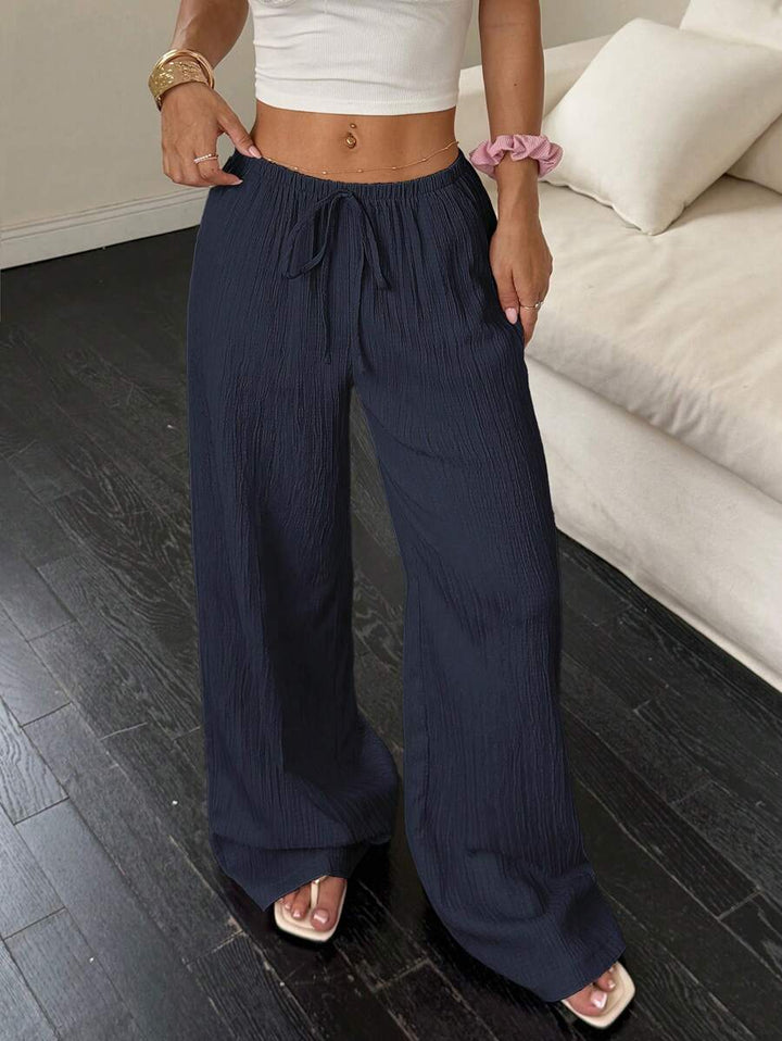 Flirla Casual | Versatile Solid Colour Wide-Leg Pants