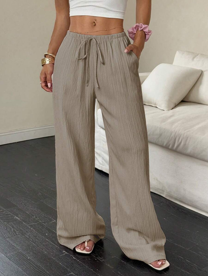 Flirla Casual | Versatile Solid Colour Wide-Leg Pants