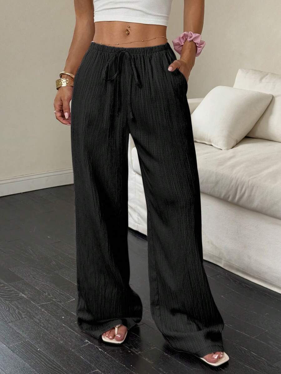 Flirla Casual | Versatile Solid Colour Wide-Leg Pants