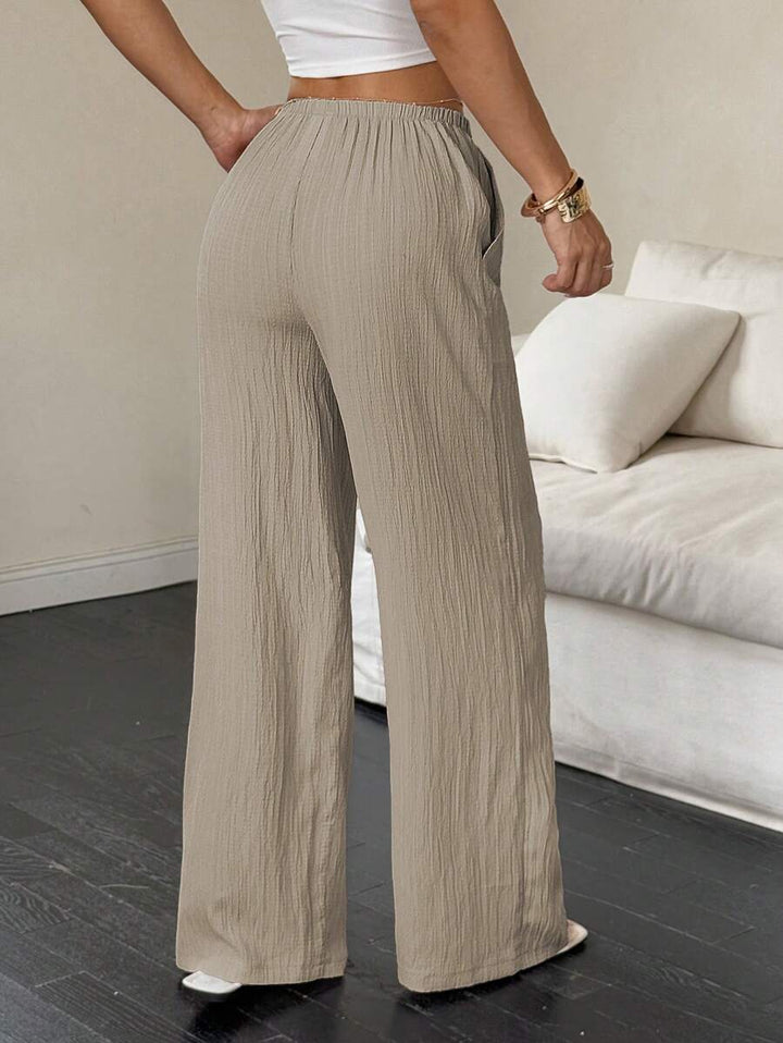 Flirla Casual | Versatile Solid Colour Wide-Leg Pants