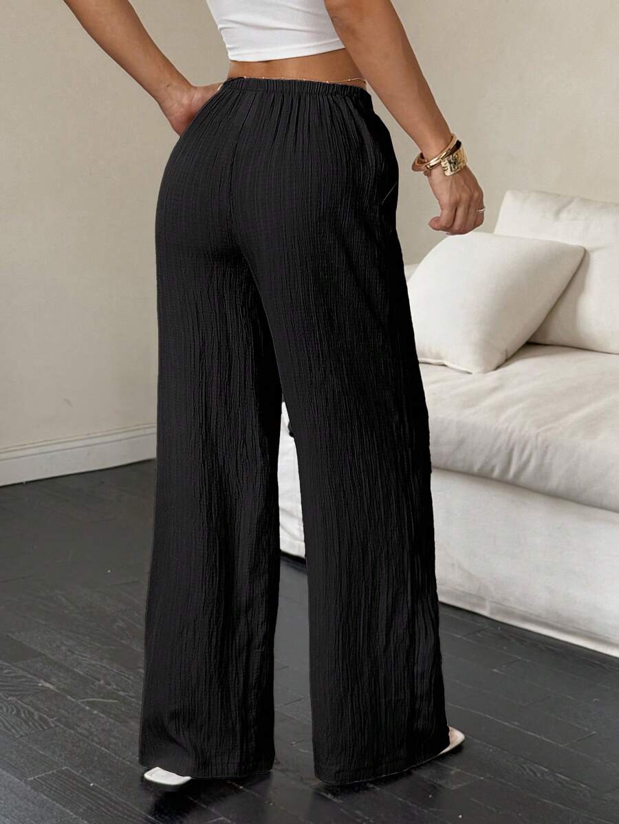 Flirla Casual | Versatile Solid Colour Wide-Leg Pants