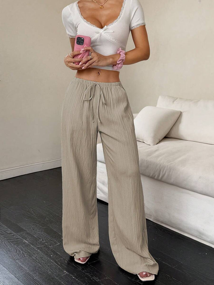Flirla Casual | Versatile Solid Colour Wide-Leg Pants