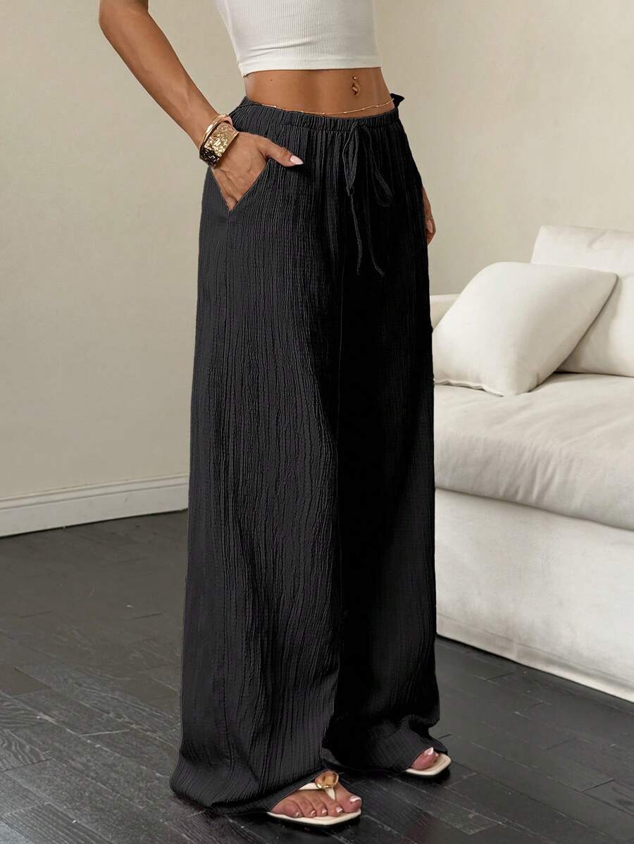 Flirla Casual | Versatile Solid Colour Wide-Leg Pants