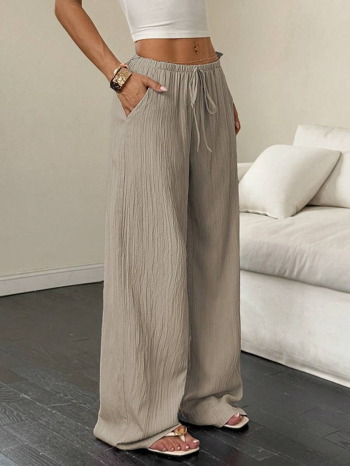 Flirla Casual | Versatile Solid Colour Wide-Leg Pants