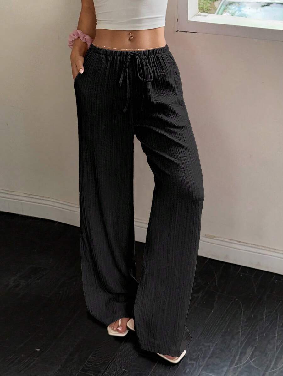 Flirla Casual | Versatile Solid Colour Wide-Leg Pants