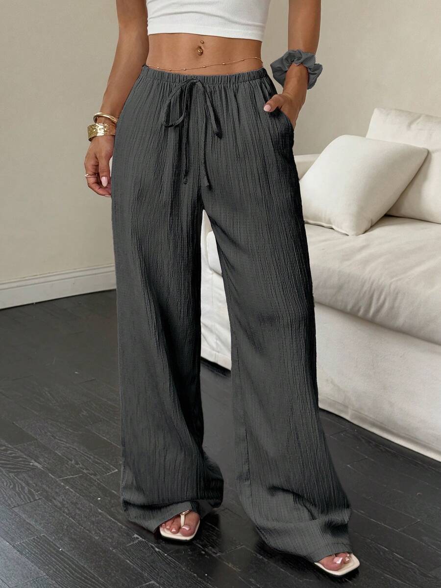 Flirla Casual | Versatile Solid Colour Wide-Leg Pants