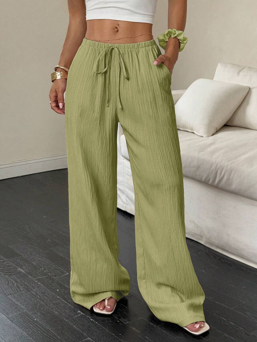 Flirla Casual | Versatile Solid Colour Wide-Leg Pants