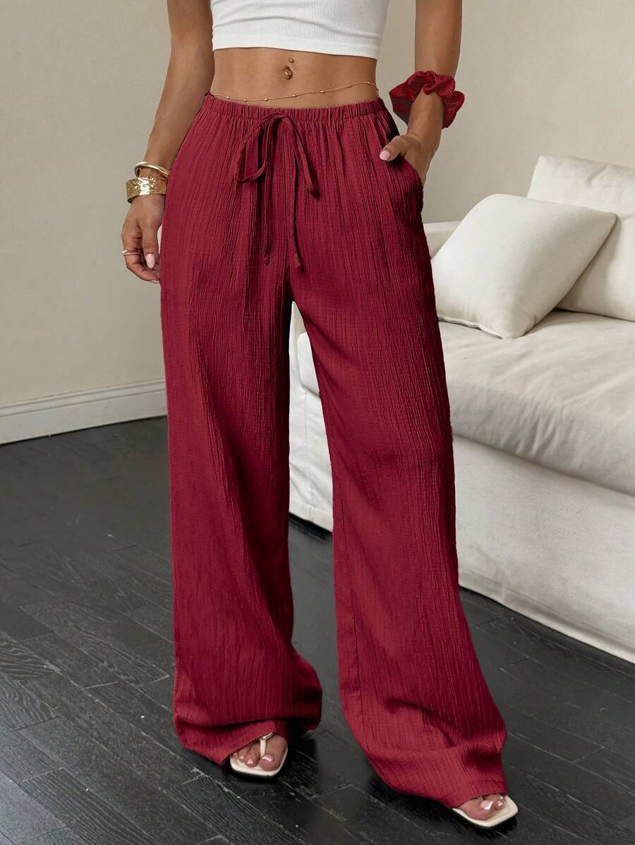 Flirla Casual | Versatile Solid Colour Wide-Leg Pants