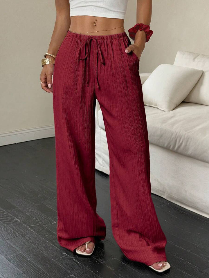 Flirla Casual | Versatile Solid Colour Wide-Leg Pants