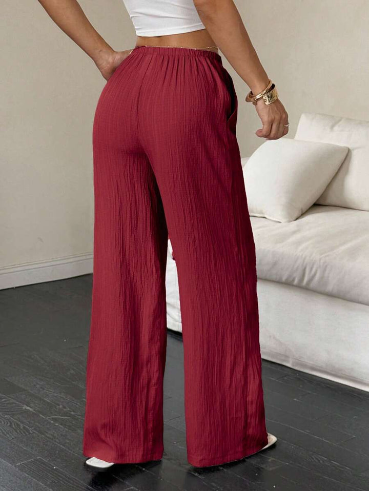 Flirla Casual | Versatile Solid Colour Wide-Leg Pants