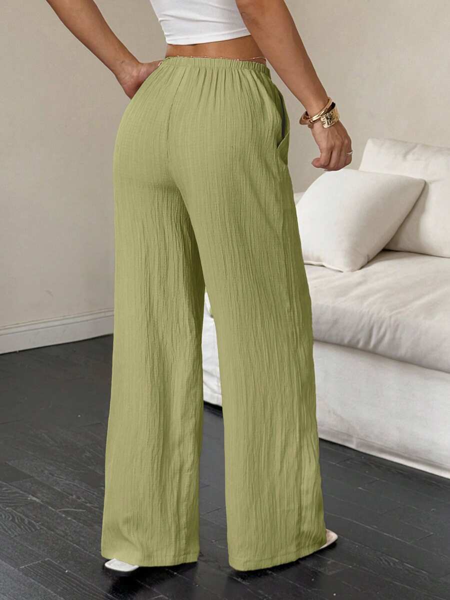 Flirla Casual | Versatile Solid Colour Wide-Leg Pants
