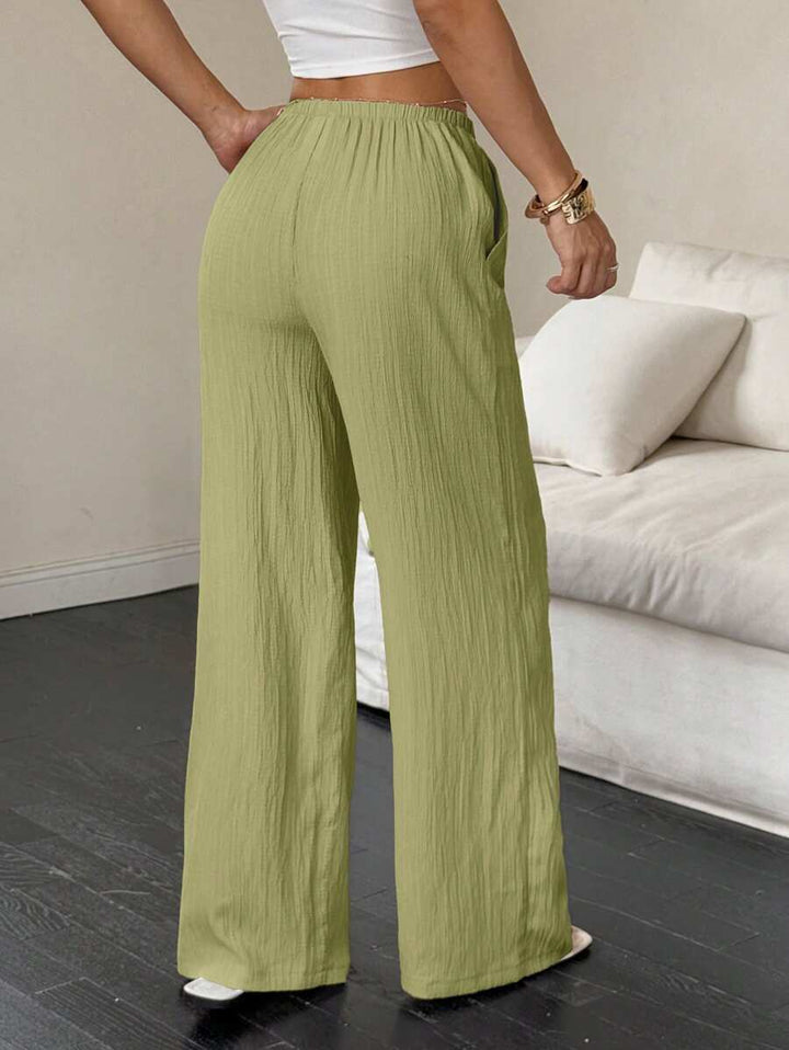 Flirla Casual | Versatile Solid Colour Wide-Leg Pants