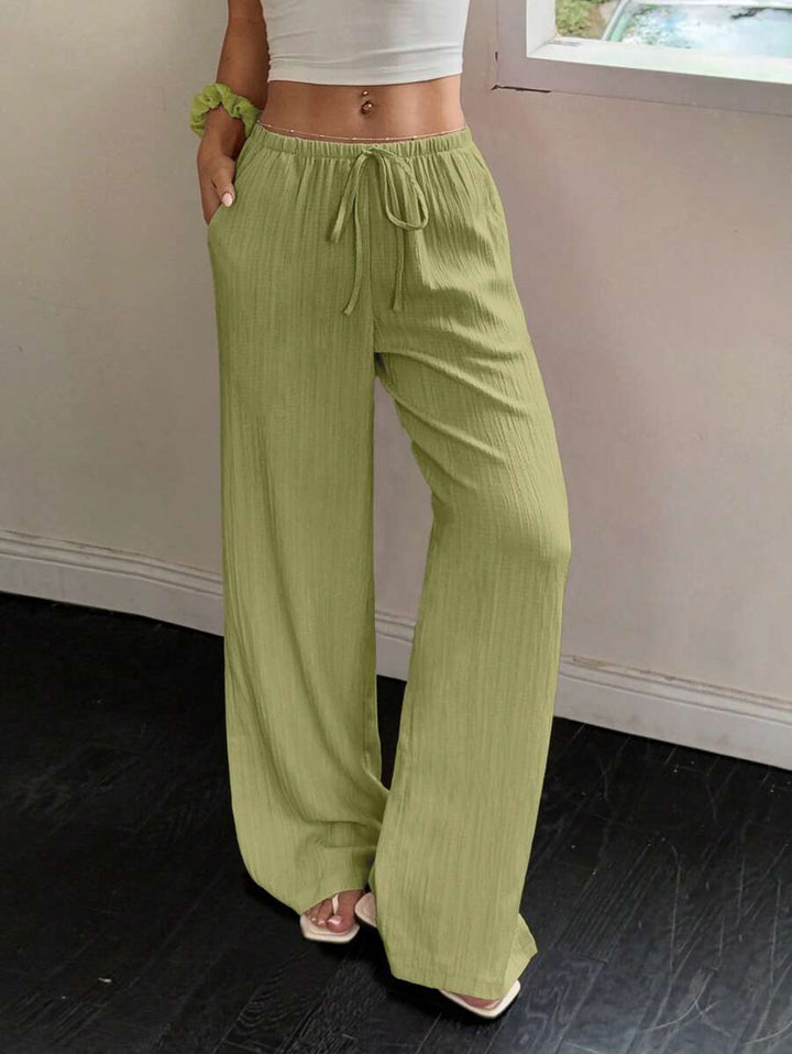 Flirla Casual | Versatile Solid Colour Wide-Leg Pants
