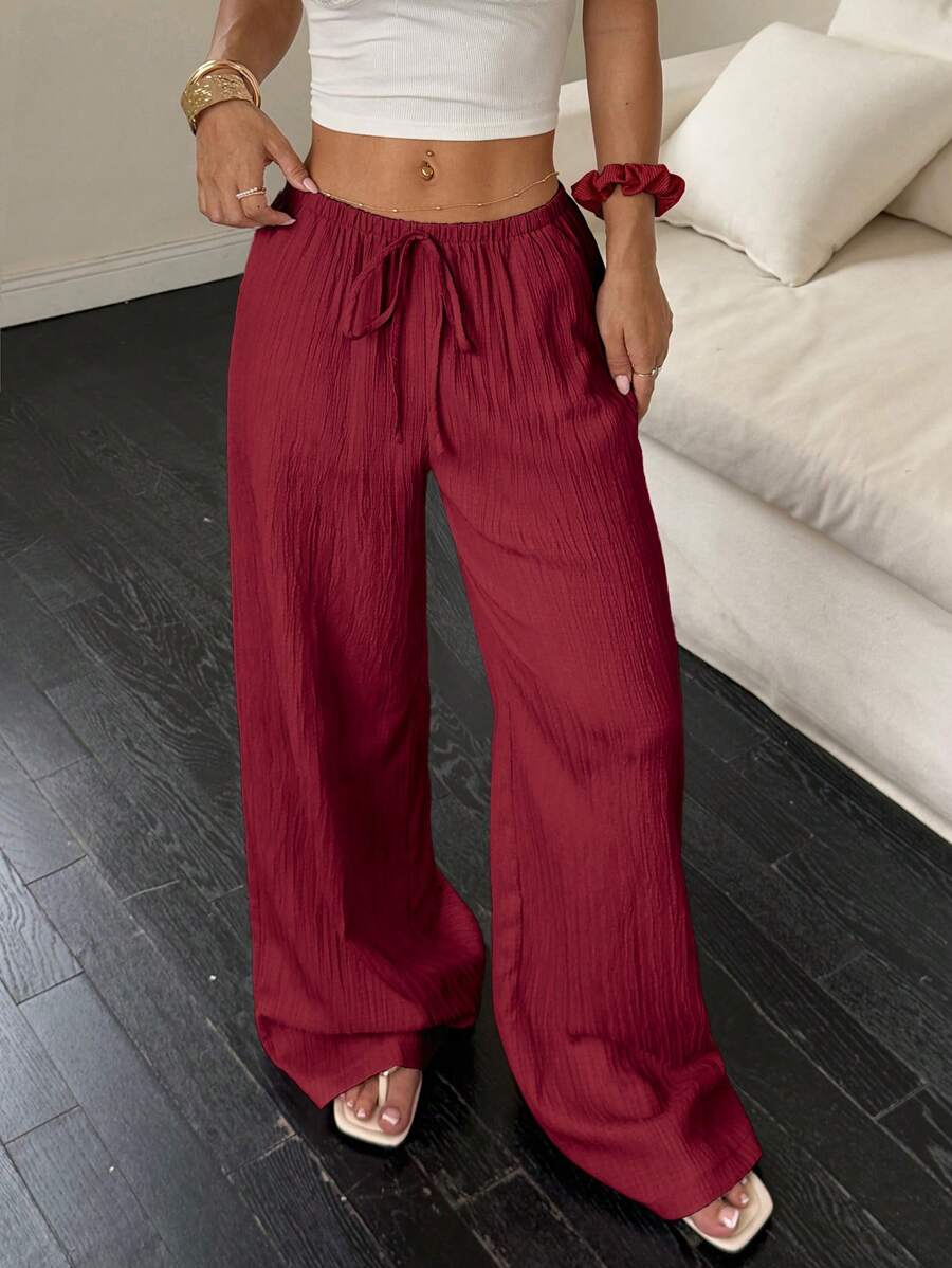 Flirla Casual | Versatile Solid Colour Wide-Leg Pants
