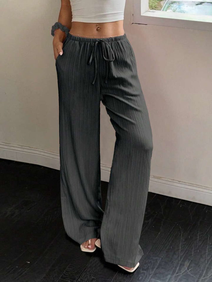 Flirla Casual | Versatile Solid Colour Wide-Leg Pants